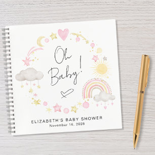 Cuaderno Boho Rainbow Sun Baby Shower Guest Book
