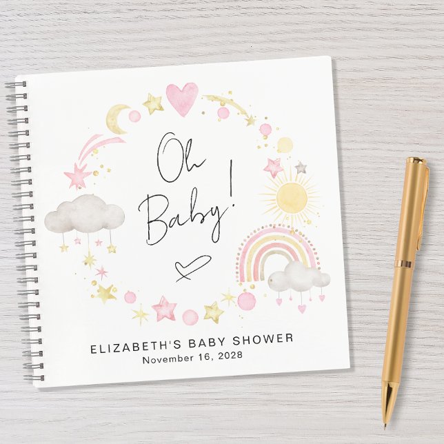 Cuaderno Boho Rainbow Sun Baby Shower Guest Book (Subido por el creador)
