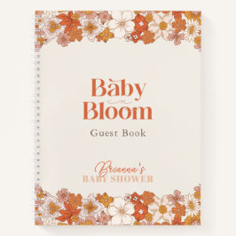Cuaderno Boho Retro Groovy Floral Baby Shower Guest Book