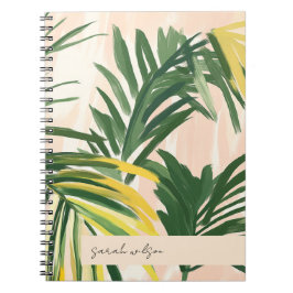 Cuaderno Boho Rubor Green Tropical Palm Leaves Beach