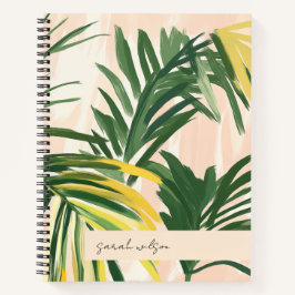 Cuaderno Boho Rubor Green Tropical Palm Leaves Beach