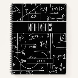 Cuaderno BOHO Símbolos matemáticos blancos y negros Asunto