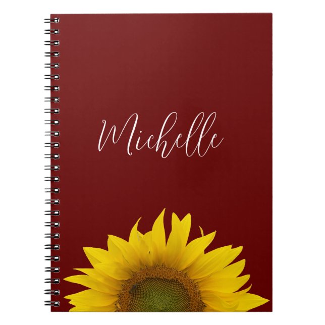 Cuaderno Boho Sunflower Elegante Rojo Floral (Frente)