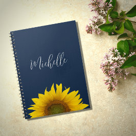 Cuaderno Boho Sunflower Navy Blue Elegalized Personalizado