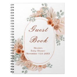 Cuaderno Boho Terracotta Pampa Grass Baby Shower Guest Book