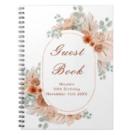 Cuaderno Boho Terracotta Pampas Grass Birthday Guest Book