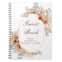 Cuaderno Boho Terracotta Pampas Grass Bridal Shower Guest 
