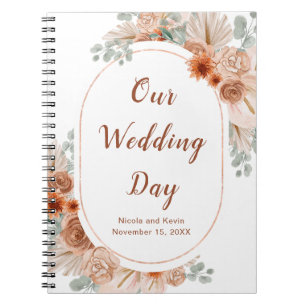 Cuaderno Boho Terracotta Pampas Planner de Boda Grass Weddi
