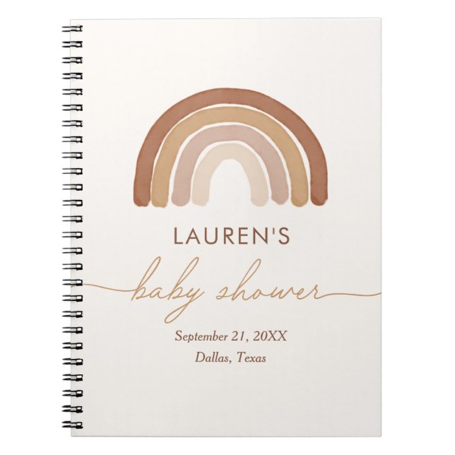 Cuaderno Boho Terracotta Rainbow Baby Shower Guest Book (Frente)