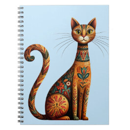Cuaderno Boho Tribal Cat Cute Folk Art with Flowers