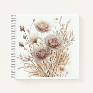 Cuaderno Boho Watercolor Floral Spiral Notebook - Elegante