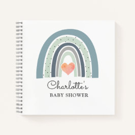 Cuaderno Boho Watercolor Rainbow Baby Shower Guest