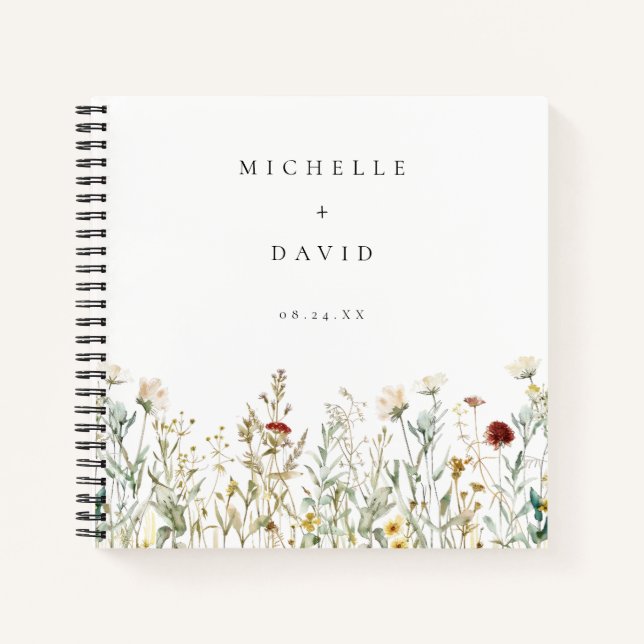 Cuaderno Boho Wildflower Field Boda invitado (Anverso)