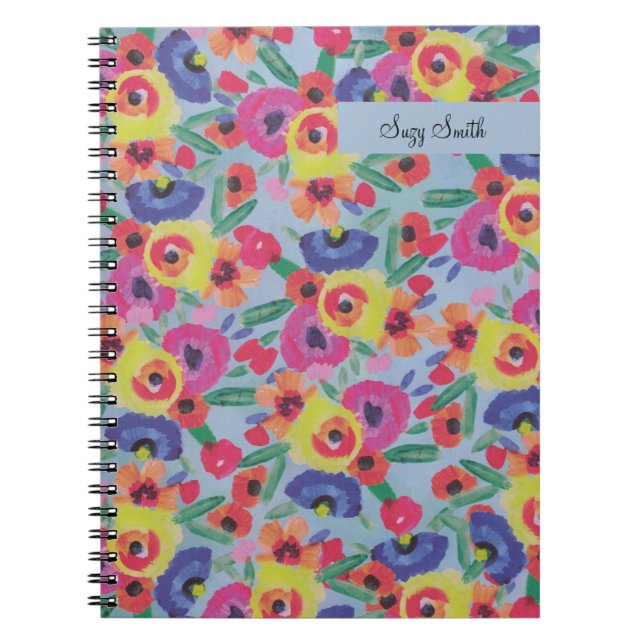 Cuaderno Boho Wildflower Patrón floral acuarela país (Frente)