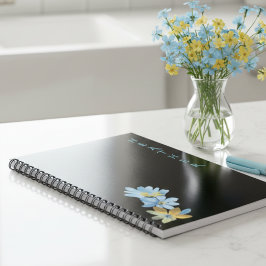 Cuaderno Boho Wildflower Personalized Black Gift for Her