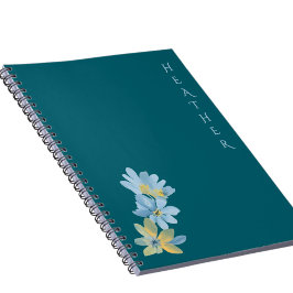 Cuaderno Boho Wildflower Personalized Teal Gift for Her