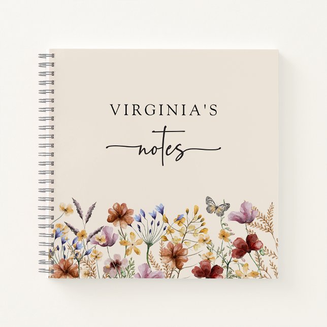 Cuaderno Boho Wildflowers (Boho Wildflowers Notebook with Butterfly by Painted Paperie
)