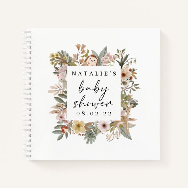 Cuaderno Boho Woodland Baby Shower Guest Book (Anverso)