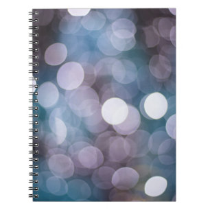 Cuaderno Bokeh gris azul, fondo abstracto.