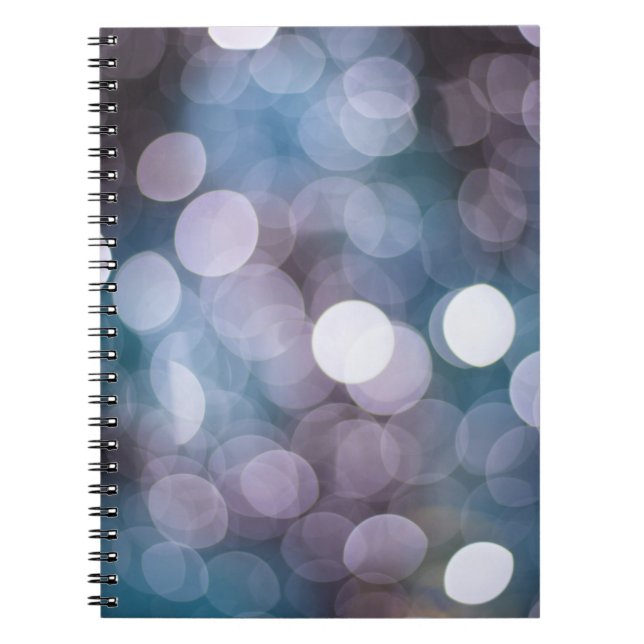 Cuaderno Bokeh gris azul, fondo abstracto. (Frente)
