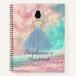 Cuaderno Bokek de arcoiris con brillo de gradiente Pastel e