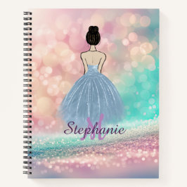 Cuaderno Bokek de arcoiris con brillo de gradiente Pastel e