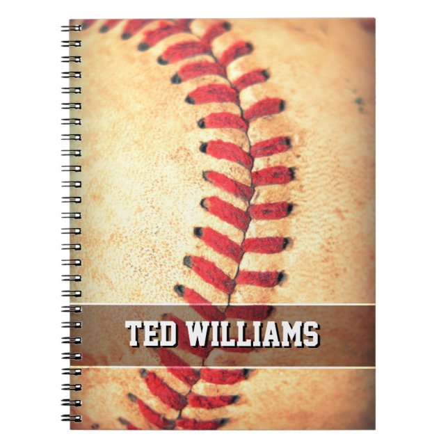Cuaderno Bola de encargo del béisbol del vintage (Frente)