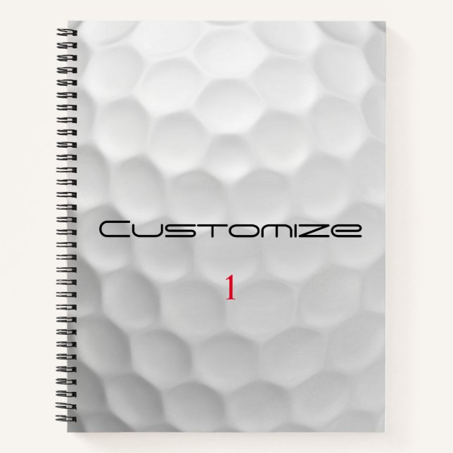 Cuaderno Bola de golf con texto y número personalizados (Anverso)