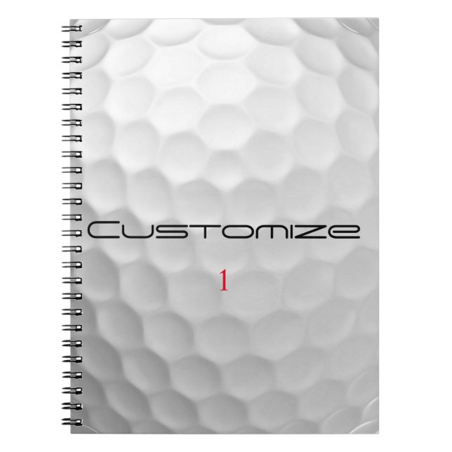 Cuaderno Bola de golf con texto y número personalizados (Frente)
