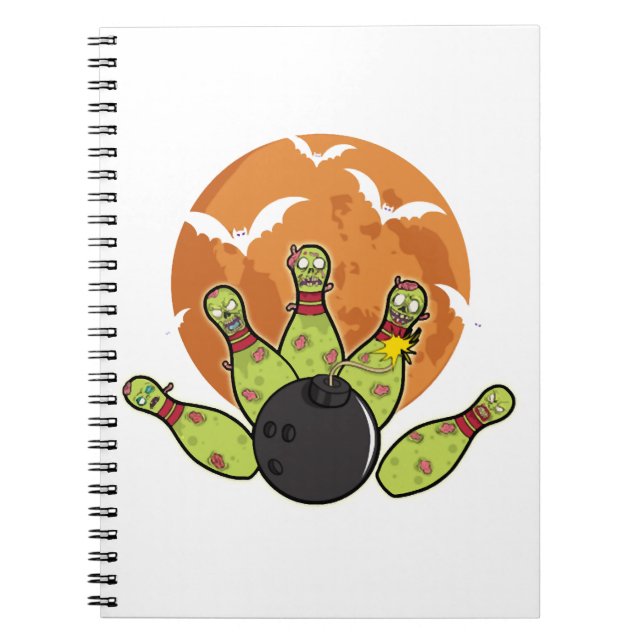 Cuaderno Bola de Halloween Regalo de Zombie Pins Bats Bowle (Frente)
