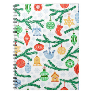 Cuaderno Bolas de árbol de Navidad vintage, decoraciones si