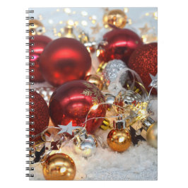 Cuaderno Bolas de decoración rojas y plateadas para navidad