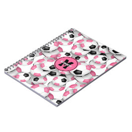 Cuaderno bolas de fútbol negras adorables monogramadas