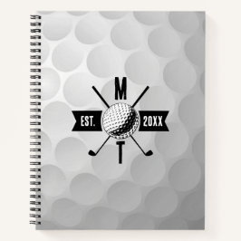 Cuaderno Bolas de golf Textura y Monograma Inicial del Club