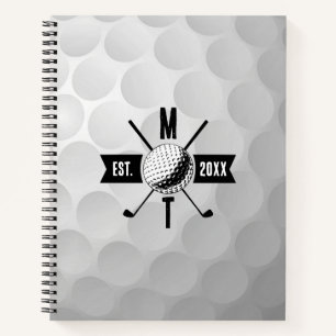 Cuaderno Bolas de golf Textura y Monograma Inicial del Club