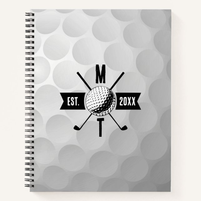 Cuaderno Bolas de golf Textura y Monograma Inicial del Club (Anverso)