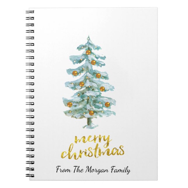 Cuaderno Bolas de Navidad de oro de pino (Frente)