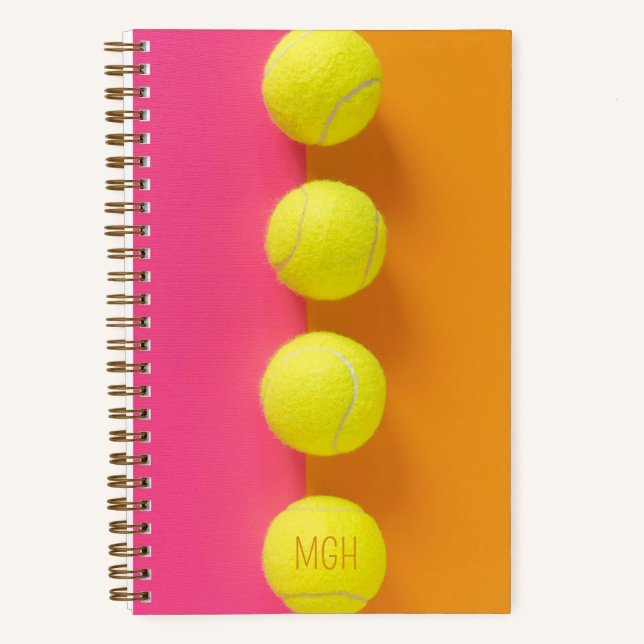 Cuaderno Bolas de tenis de monograma personalizado (Anverso)