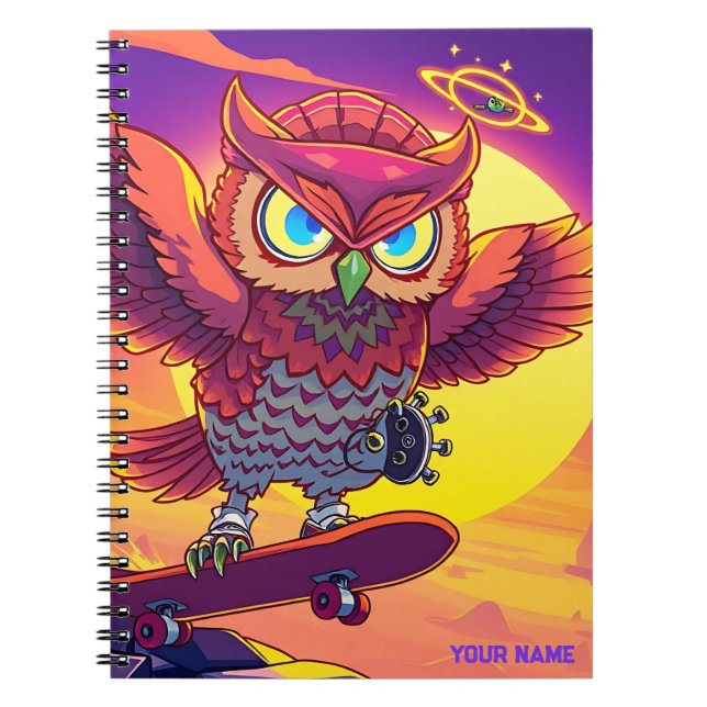 Cuaderno 🦉 Bold Cosmic Owl – Unleash Your Main Energy (Frente)