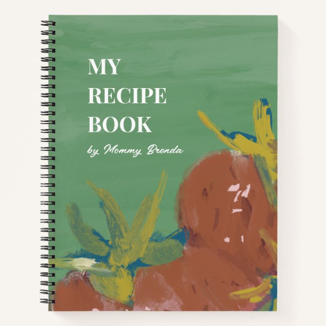 Cuaderno Bold Green Abstract Painterly Strawberry Recipe (Anverso)