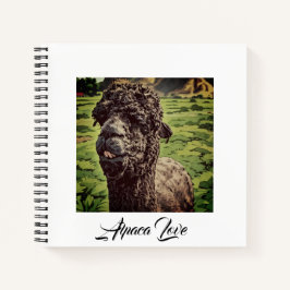 Cuaderno Boletín blanco de la granja de la flamante alpaca 