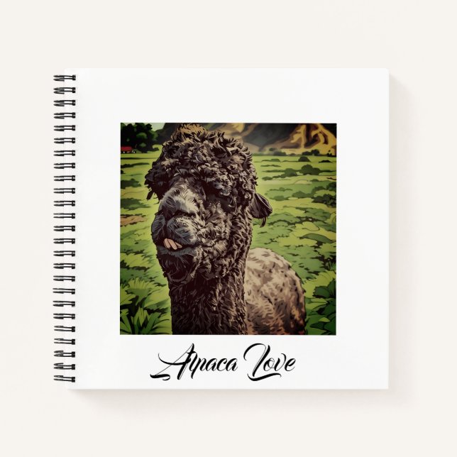 Cuaderno Boletín blanco de la granja de la flamante alpaca  (Anverso)