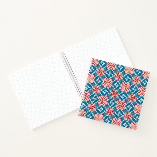 Cuaderno Boletín de Baldosas Eclécticas Boho Rojo Turquesa (Interior)