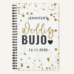 Cuaderno Boletín de Boda de escritura negra moderna de Bull
