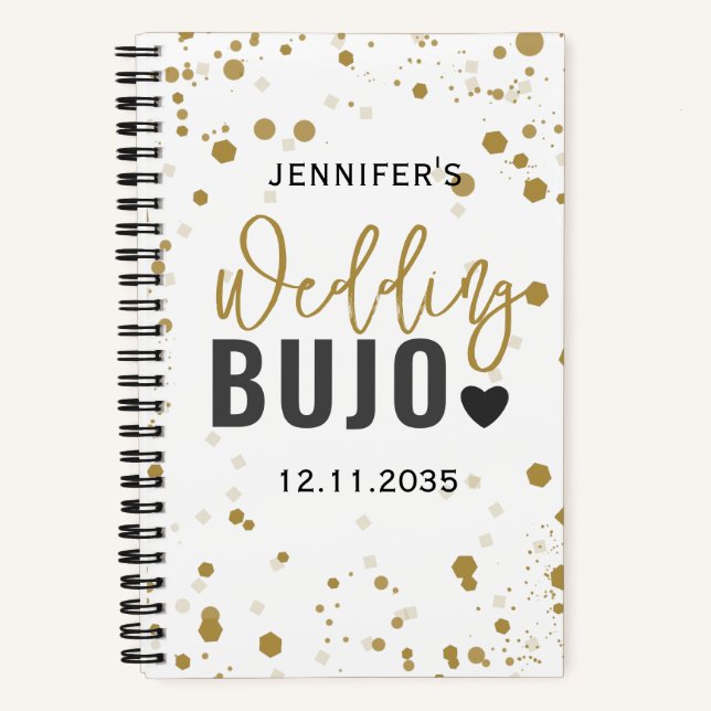Cuaderno Boletín de Boda de escritura negra moderna de Bull (Anverso)
