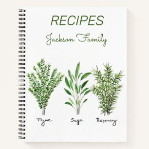 Cuaderno Boletín de cocina rústico con hierbas Rosemary Thy