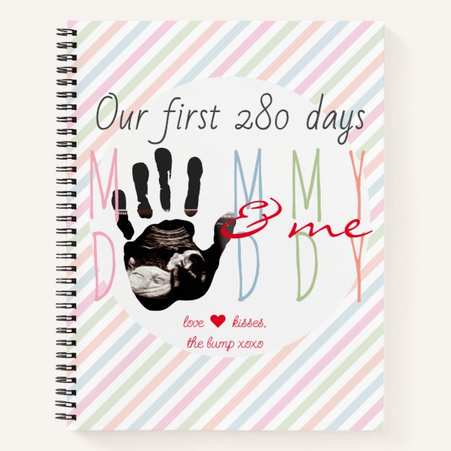 Cuaderno Boletín de Embarazo Bump Ultrasonido Primer Día de (Anverso)