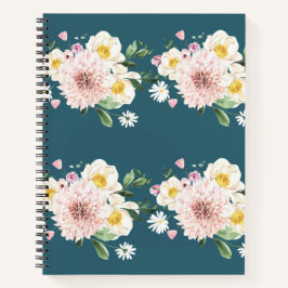 Cuaderno Boletín de espiral de flores verdes florales
