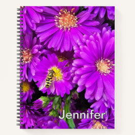 Cuaderno Boletín de flores de astro morado - Personalizado