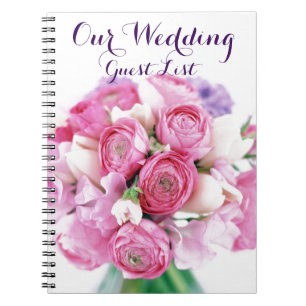 Cuaderno Boletín de Flores Rosa de la Lista de Invitados d